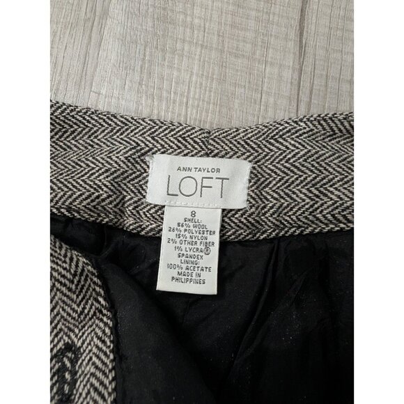 Ann Taylor Loft Women Wool Wide Leg Cuffed Pants Herringbone 27x27 True sz 6 - Picture 5 of 9